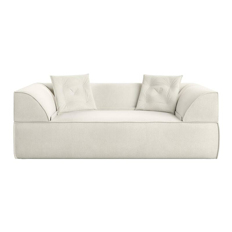 GDFStudio - 78.7" Frameless Corduroy Upholstered 2-in-1 Convertible 3-Seater Sofa Bed with High-Density Foam Backrest & Pillows