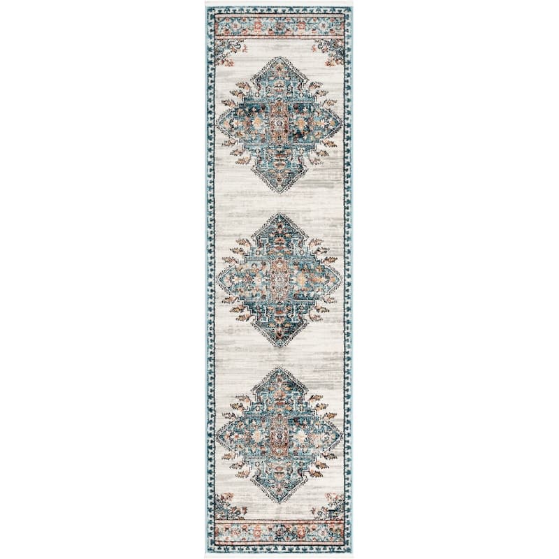 Well Woven Indira Manor Vintage Medallion Area Rug - 2' 7" x 9' 10" - Blue - Runner