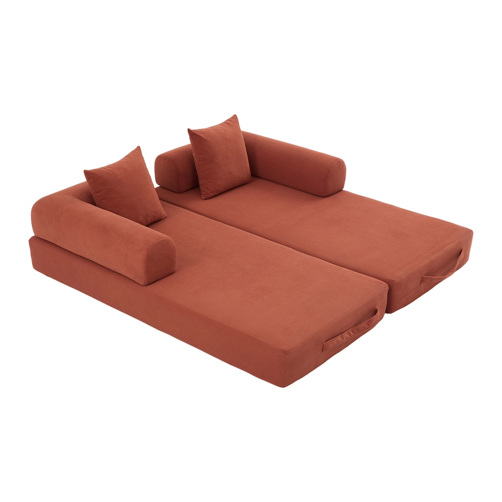 Homylin Convertible Foldable Sofa Bed with Metal Frame, Corduroy 2-Seat