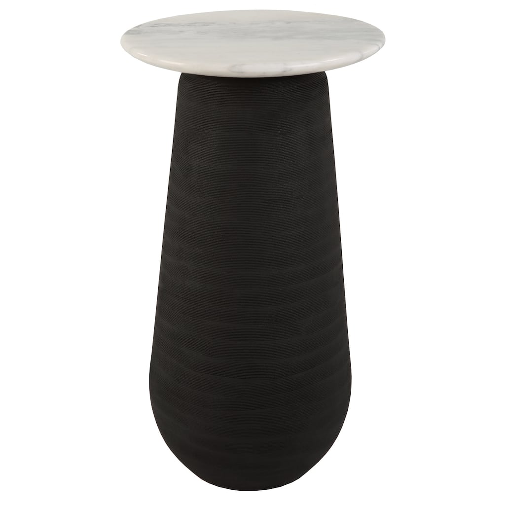 Marble Top Curved Eclipse Accent Table - 24.75" - Black and White