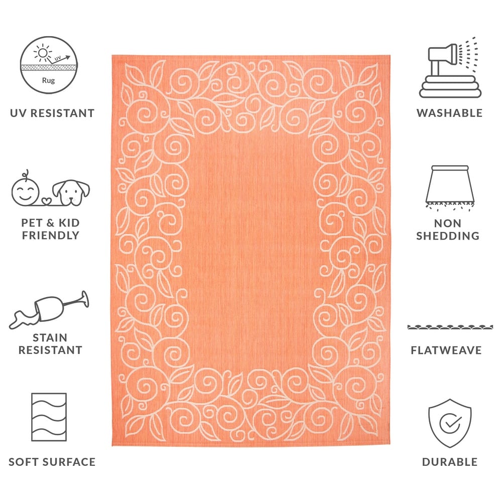 SAFAVIEH Courtyard Elfur Scroll Indoor /Outdoor Waterproof Patio Backyard Rug