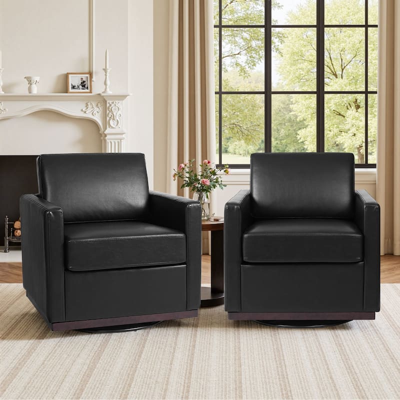 Set of 2 Modern Swivel Accent Armchairs Upholstered Arm Chairs