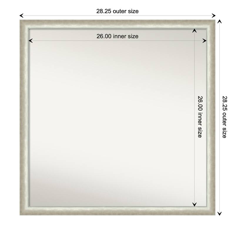 Two Tone Non-Beveled Wood Framed Wall Mirror - Two Tone Silver - Glass Size 26x26