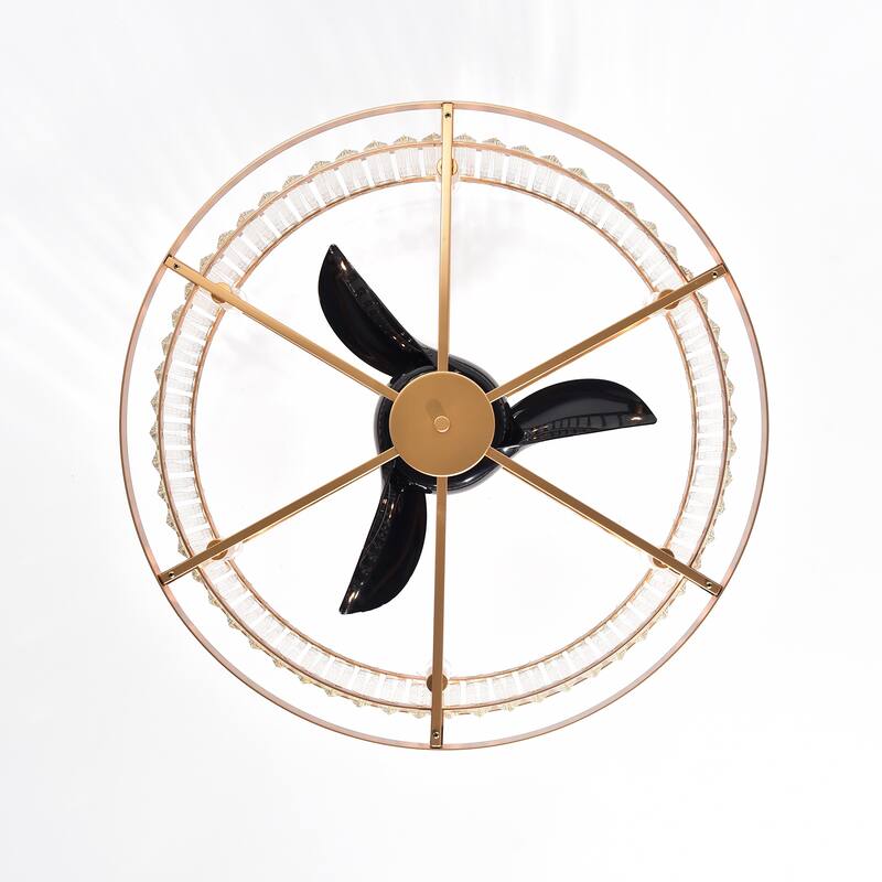 Dotty Gold 30-Inch 6-Light Metal & Crystal Drum Shade Lighted Ceiling Fan