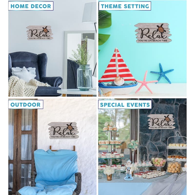 CoTa Global Coastal Sea Turtle Relax Sign - Nautical Themed Home Decor - 10.5Lx5.8Wx0.4D inches