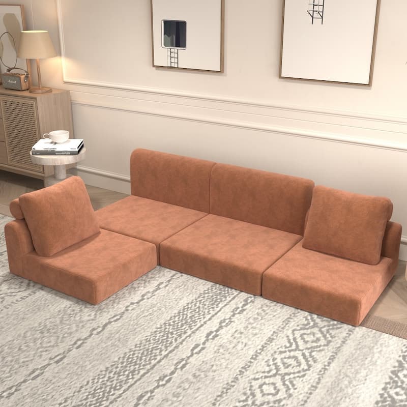 Multi-Functional Convertible Folding Sofa Bed with Memory Foam and Back Support - Brick Red - Reversible
