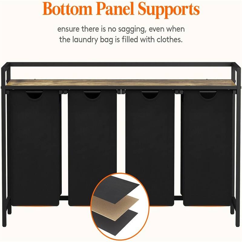 Laundry Hamper 4 Section - 28.74"L x 12.99"W x 36.22"H