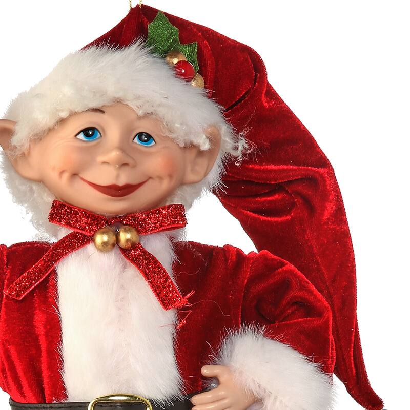 17" Fabric Traditional Bendable Elf Ornament