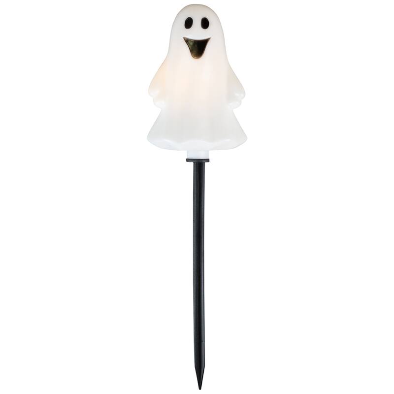 Lighted Ghost Shaped Halloween Pathway Markers - 3.75' - Black Wire - Set of 5