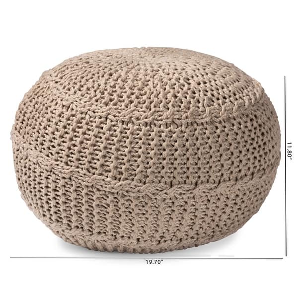 dimension image slide 1 of 2, Palmas Modern and Bohemian styled Handwoven Pet Yarn Pouf and Ottoman