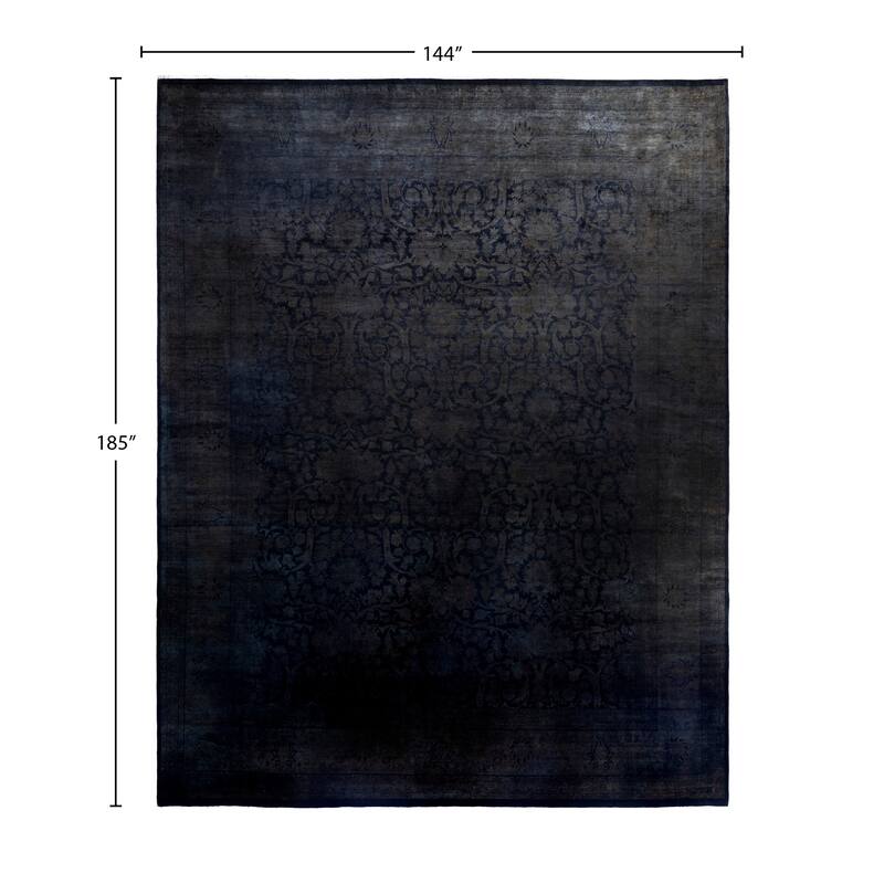 Overdyed One-of-a-Kind Hand-Knotted Area Rug - Black - 12' 0" x 15' 5"