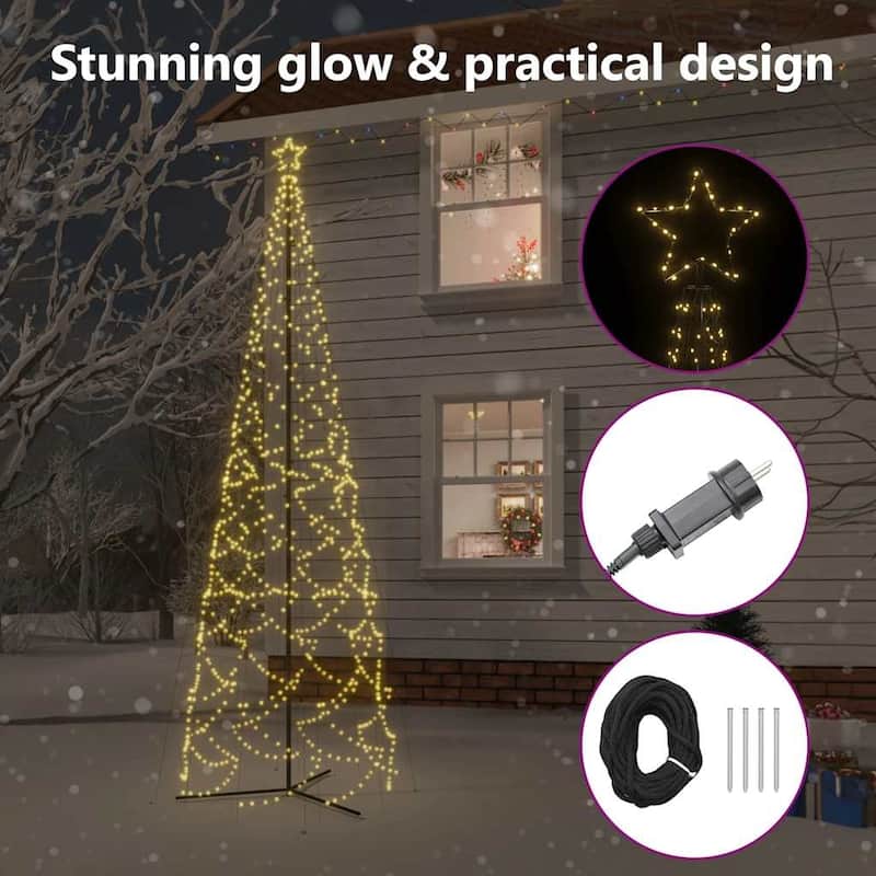 vidaXL Christmas Cone Tree Decoration Artificial Christmas Tree with LEDs