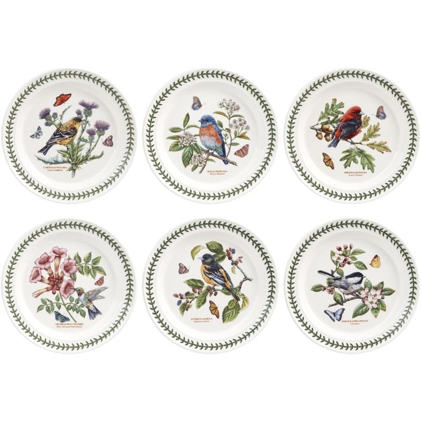 Portmeirion Set of 6 Botanic Garden Birds Collection Dinner Plates