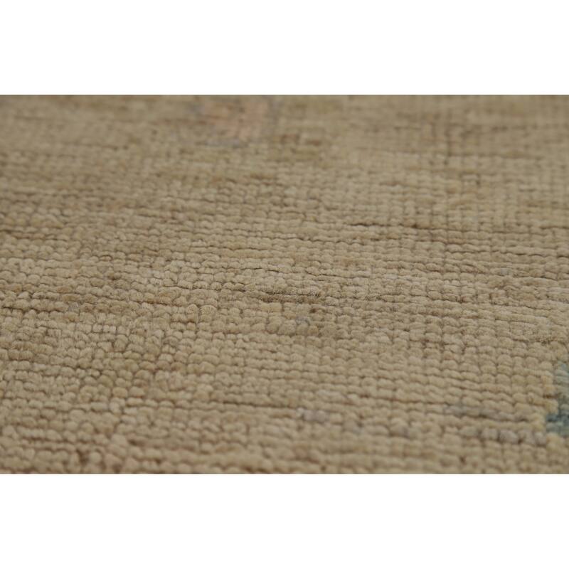 Hand Knotted Oriental 100% Wool Carpet Transitional All-Over Beige & Ivories Oushak Area Rug - 11' 9'' X 9' 0''
