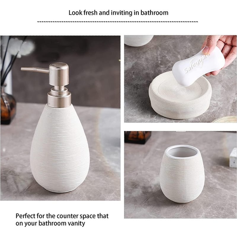 Ceramic Beige Bathroom Accessory Set