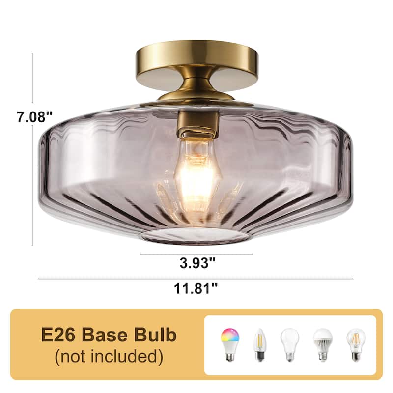 Starsky 1-Light Handcrafted Radiating Texture Art Glass Flush Mount