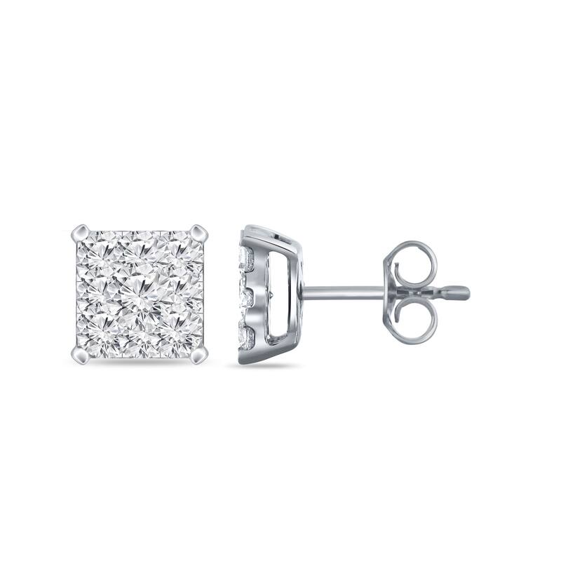 Auriya 14k Gold 1/2ctw Square Pave Diamond Stud Earrings (H-I, I1-I2)