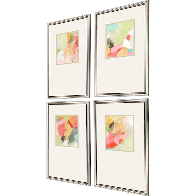 Pastel Splash S/4 Framed Art Exclusive Giclee Under Glass - Multi-Color