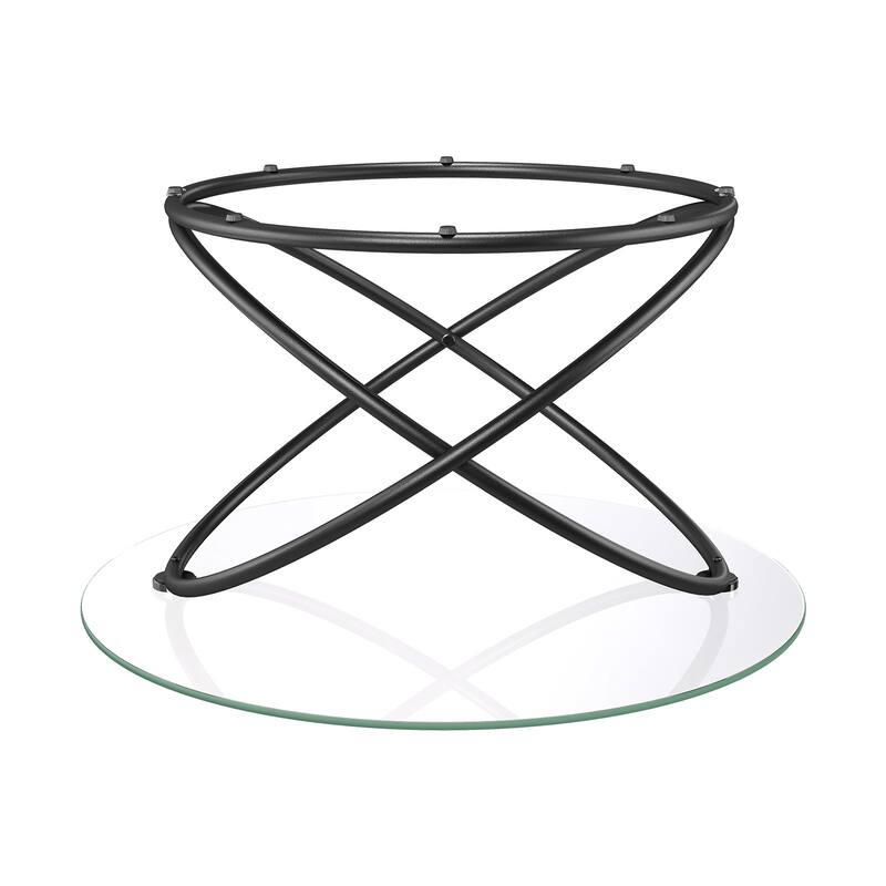 Tempered Glass Top Round Coffee Table with Metal Base
