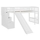 preview thumbnail 23 of 28, All-in-one Loft Bed Built-in Ladder Wood Frame Loft Bed with Slide, 2 Drawers, Storage Stairs & Underbed Activity Space for Kids
