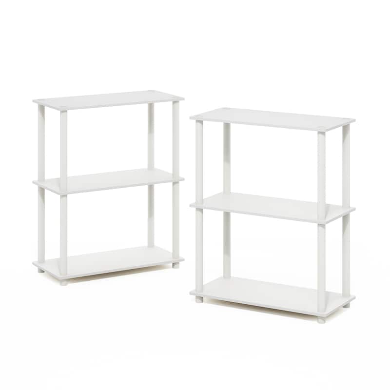 3 Tiers Wood Household Shelving Unit in White (23.6 in. W x 29.6 in. H x 11.6 in. D), Set of 2 - 23.6