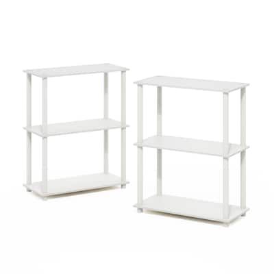 3 Tiers Wood Household Shelving Unit in White (23.6 in. W x 29.6 in. H x 11.6 in. D), Set of 2 - 23.6