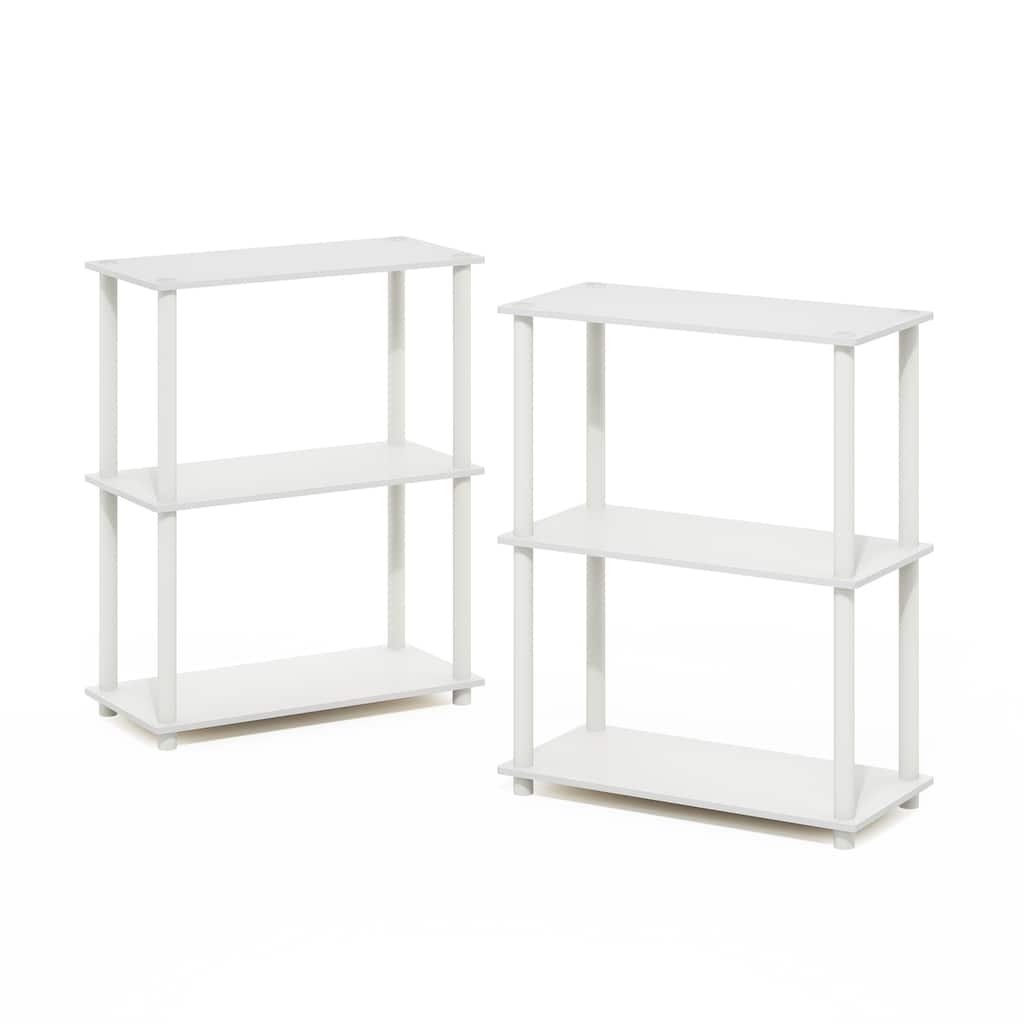 3 Tiers Wood Household Shelving Unit in White (23.6 in. W x 29.6 in. H x 11.6 in. D), Set of 2 - 23.6