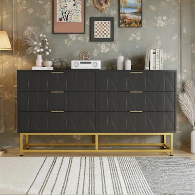 6-Drawer Fabric Dresser, with Wide Drawers and Metal Handles