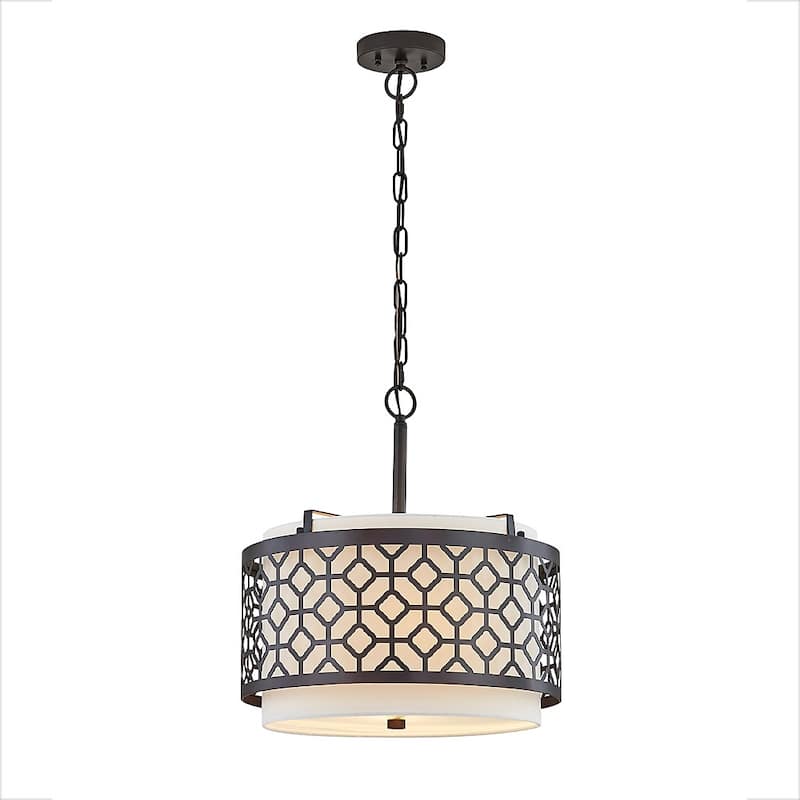 Melrose 2-Light Drum Metal Shade Pendant Light - Brushed Nickel