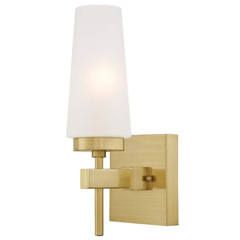 Westinghouse Chaddsford One-Light Indoor Wall Fixture, Champagne Brass Finish with Frosted Glass - 1-Light