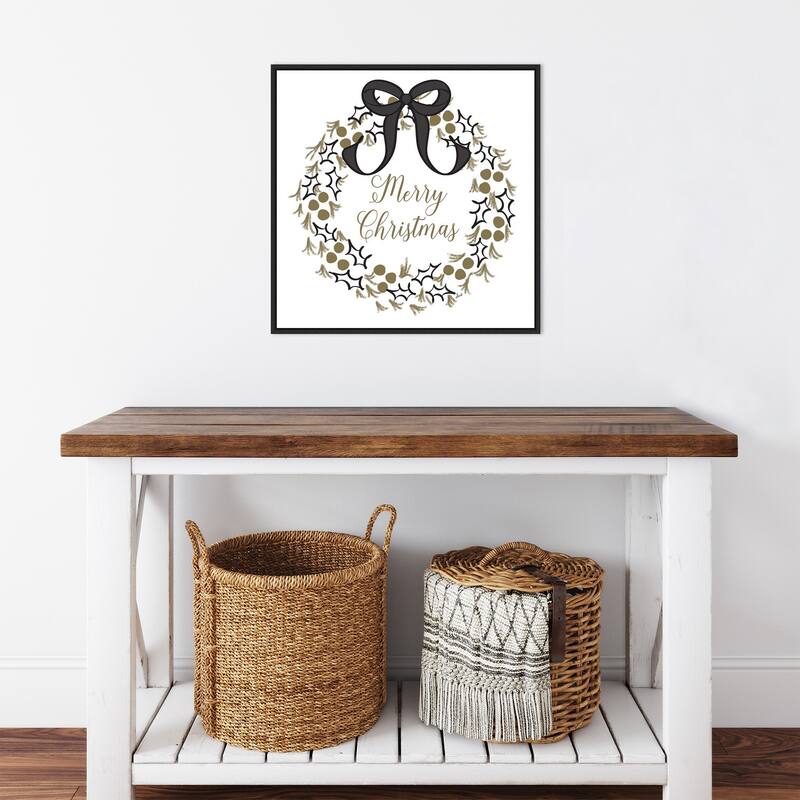 Merry Christmas Wreath by Andi Metz Framed Canvas Wall Art Print