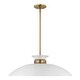 preview thumbnail 3 of 3, Perkins 1 Light Large Pendant Matte White with Burnished Brass