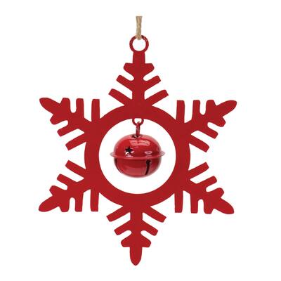 Snowflake with Bell Christmas Ornaments - 6.5" - Set of 12