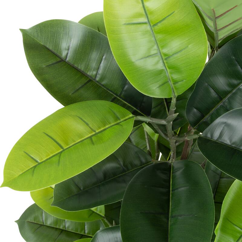 Artificial Rubber Plant - 51-Inch Faux Tree with Natural-Feel Leaves by Pure Garden (Green)