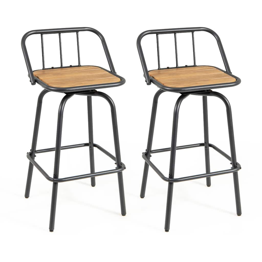 Gymax 27.5'' Heavy-duty Metal Frame Bar Height Chairs w/ Footrest &