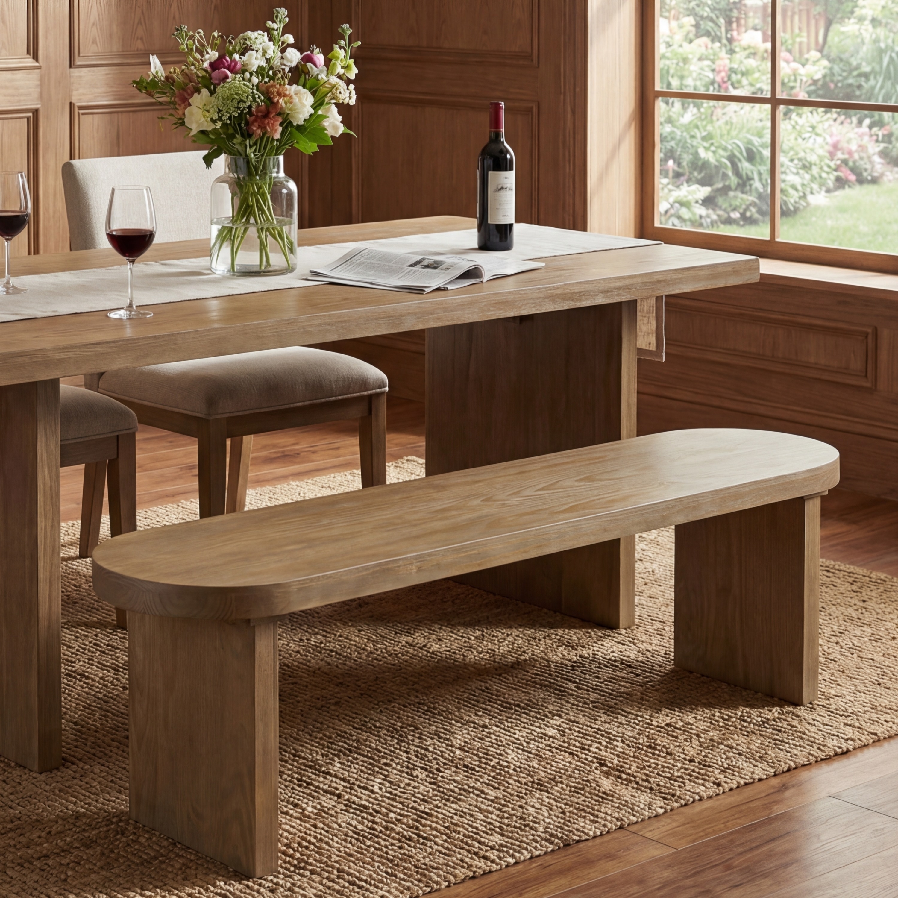 Christopher Knight Home - Rustic Pine Dining Bench with Modern Block Legs