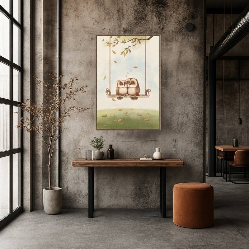 Owls In Love by Xuan Thai Framed Canvas Wall Art Print