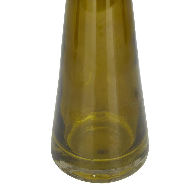 Glass Tapered Cone Candle Holder with Rounded Candle Plates - Set of 3 Green, Gold, Clear - Roche River Decor