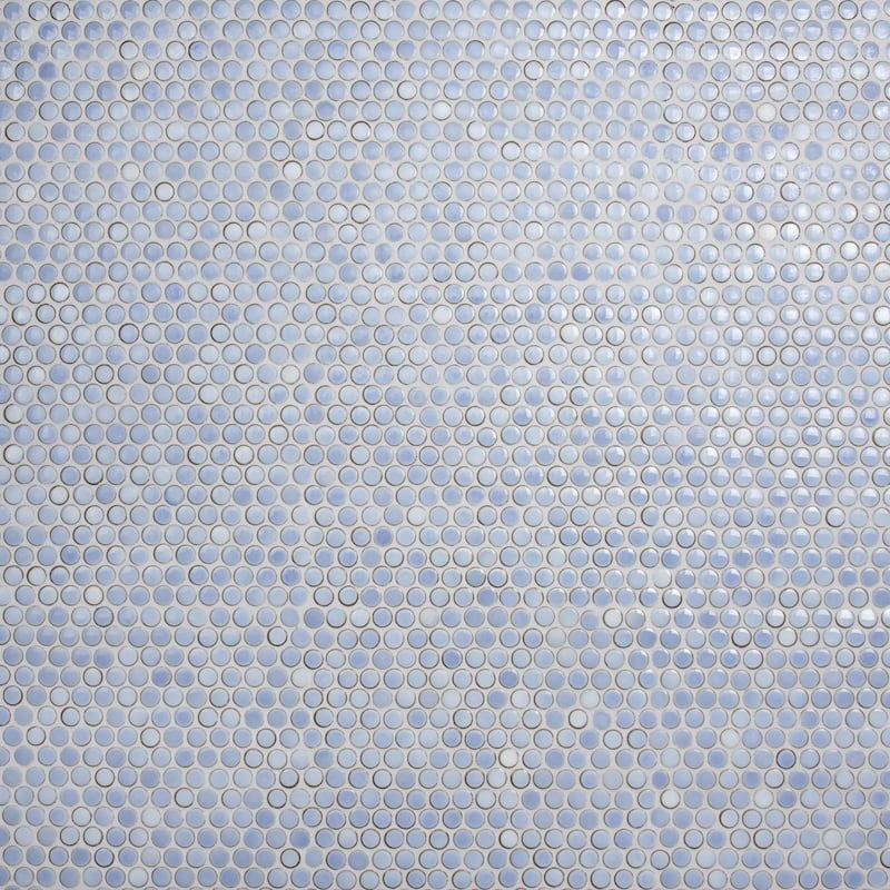 Merola Tile Hudson Penny Round Forst Blue 11-7/8" x 12-5/8" Porcelain Floor and Wall Tile