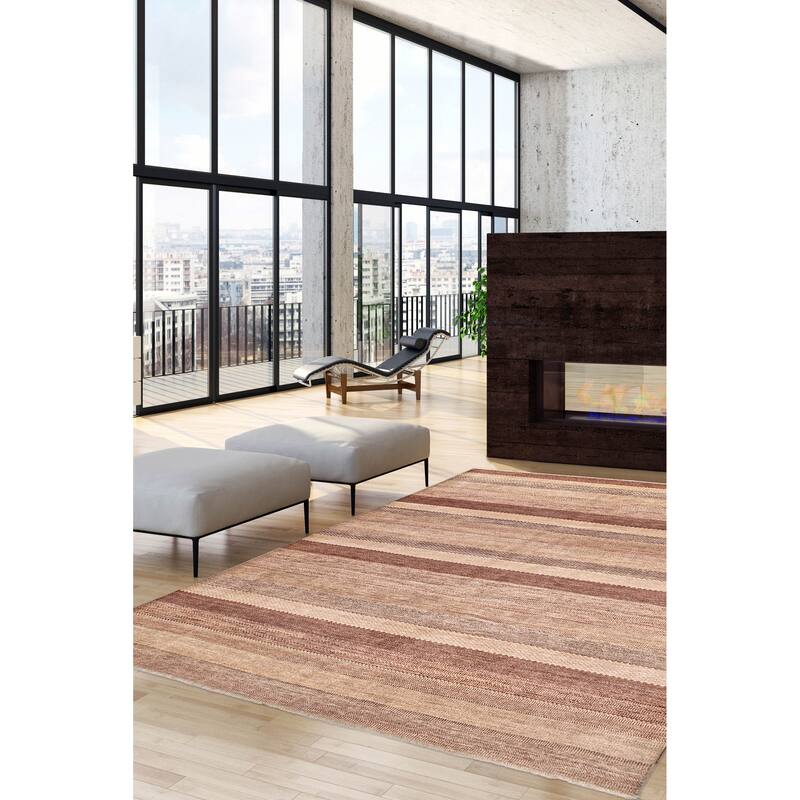 ECARPETGALLERY Hand-knotted Peshawar Ziegler Brown Wool Rug - 8'1 x 10'1