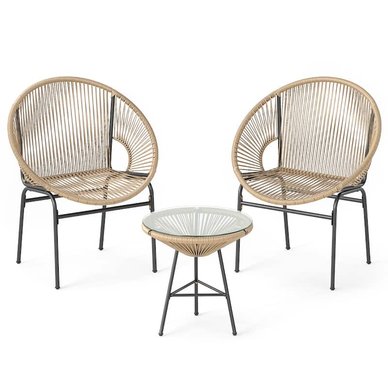 Gymax 3-Piece Wicker Patio Bistro SetOutdoor Acapulco Chairs and