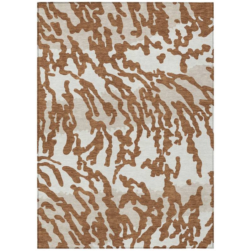 Machine Washable Indoor/ Outdoor Chantille Animal Print Abstract Rug