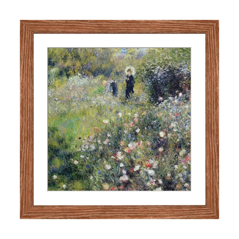 iCanvas "Woman with a Parasol in a garden, 1875 " by Pierre-Auguste Renoir - Walnut - 16x16x1