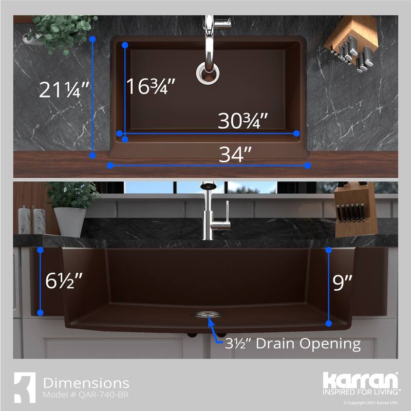Karran Retrofit Apron Quartz Single Bowl Kitchen Sink