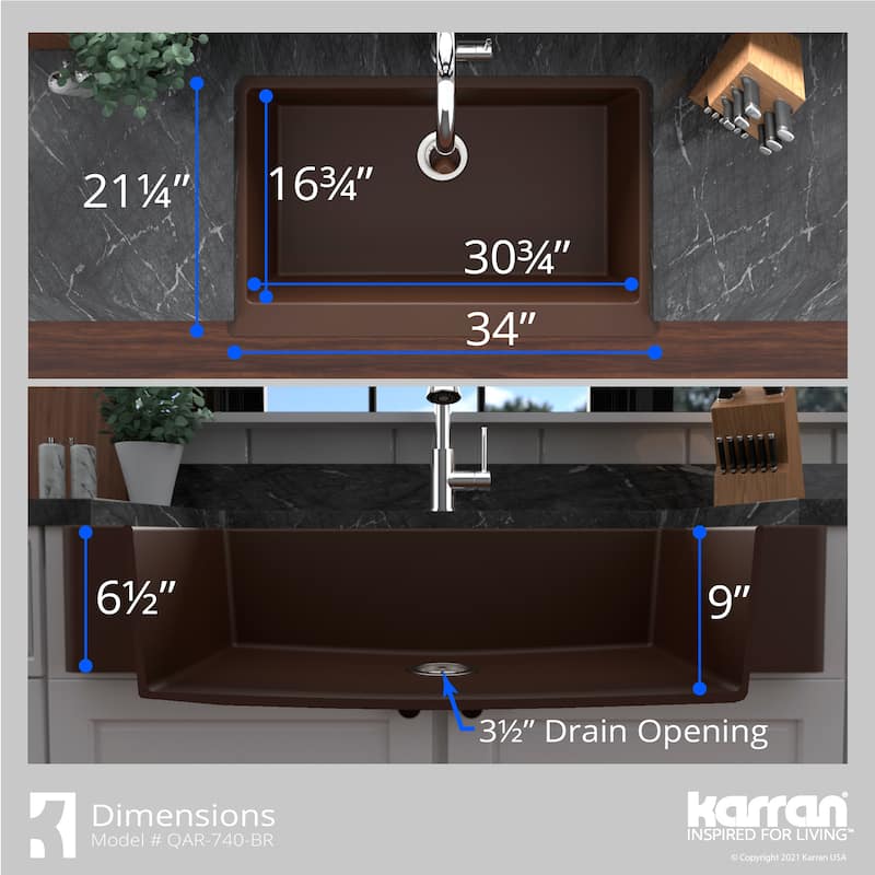 Karran Retrofit Farmhouse Quartz Single Bowl Kitchen Sink Kit