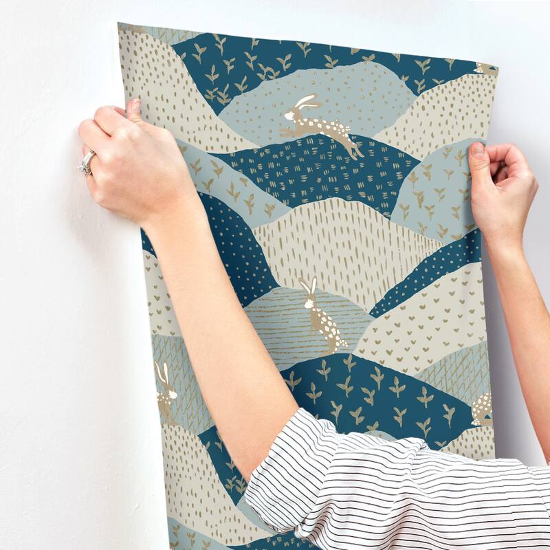 A-Street Prints Peter Blue Fields Wallpaper