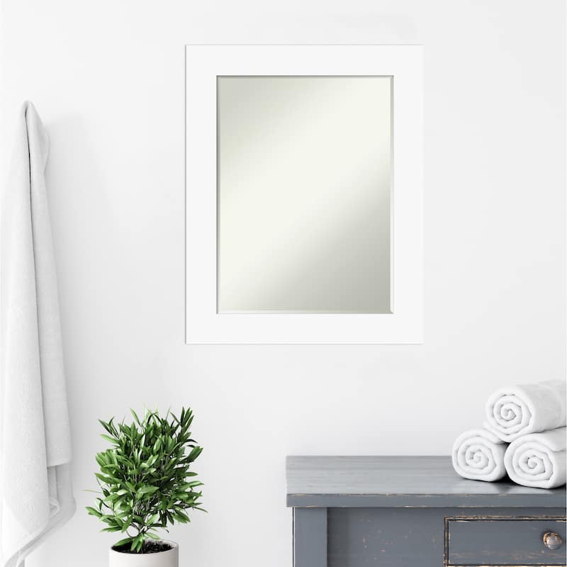 Basic Half-Inch-Bevel Wood Framed Bathroom Vanity Wall Mirror - Glass Size 18x24
