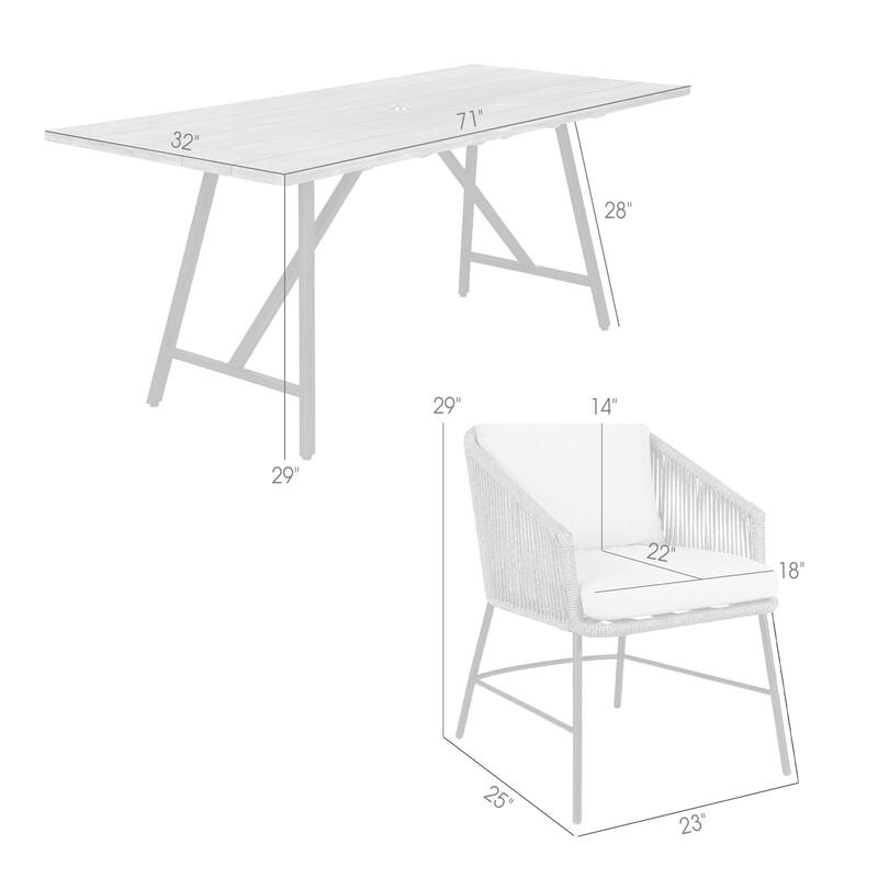 Koala and Calica Rope and Eucalyptus Wood 5 Piece Outdoor Dining Set