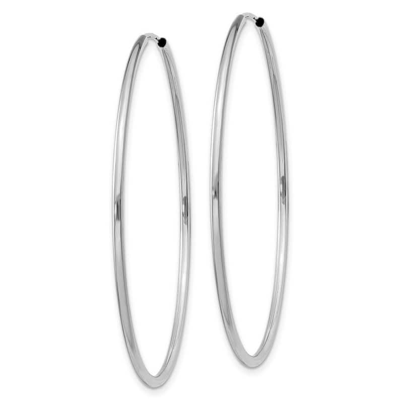 Curata 14k White Gold tube 1.5x44mm Polished Endless Hoop Earrings