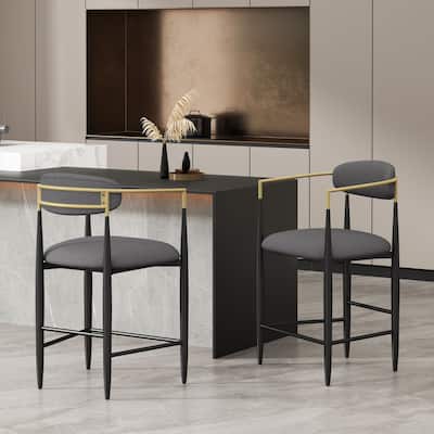 Christopher Knight Home Elmore Fabric and Iron 25-Inch Tall Counter Stools (Set of 2)